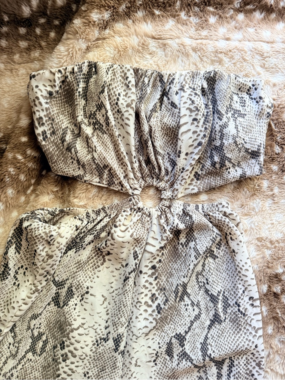 M Tyche Snakeskin Print Strapless Cutout Wide Leg Jumpsuit NWOT - Picture 5 of 8